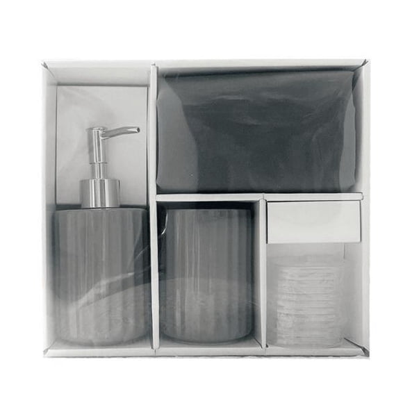 juego de accesorios gris para baño homecreations