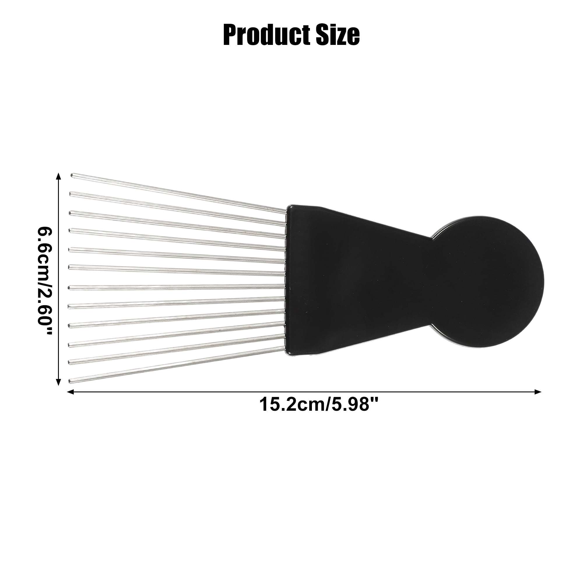 Unique Bargains 2Pcs Metal Hair Pick Afro Comb for Curly Hair Styling Tool Black