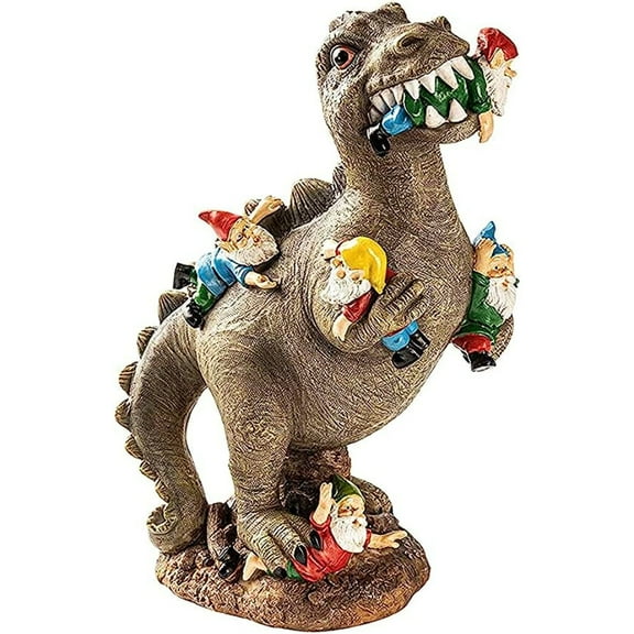 PEACNNG Garden Dinosaur Sculpture, Garden Dinosaur Statue GNOME Funny Dwarfs Resin Statue Sculpture Outdoor Yard Art Ornament Lawn Decoration