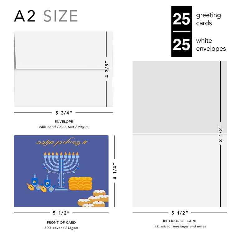 Freilichen Chanukah Greeting Cards with Hebrew Text, Set of 10 photo 7