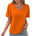 thumbnail image 4 of Blouse Décontractée à Manches Courtes et Col en V pour Femmes, Légère et Douce en Polyester, pour Usage Quotidien, Fête, Travail, Vacances, Printemps Automne, 4 of 6