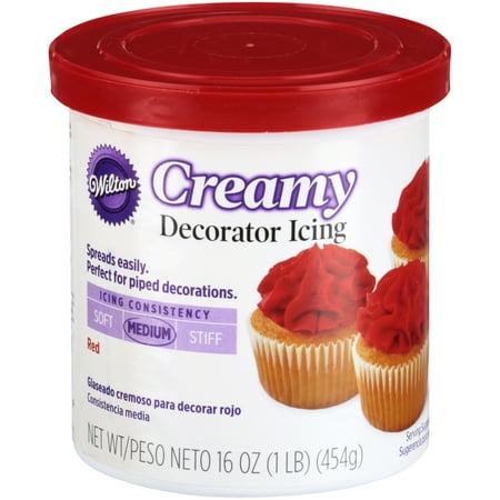 WiltonÂ® Creamy Red Decorator Icing 16 oz Plastic Tub