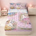 thumbnail image 2 of Erosebridal Cute Princess Zipper Queen Comforter Set with Fitted Sheet and 2 Pillowcases for Girls, Chic Flower Floral Zipper Bedding Set, Colorful Stars Reversible, 2 of 7