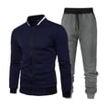 thumbnail image 1 of Wyzesi Compression Shorts Suit Men Men Color Blocked Baseball Jacket Dark Gray Sweatpants Casual and Loose Business Trend Two Piece Set Shorts Suit Men Padding Shorts Suit Men No Front Seam, 1 of 4