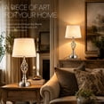 thumbnail image 4 of Coliware Table Lamp Set of 2, Silver Traditional Dimmable Desk Lamps with Touch Control USB Charging Port, Farmhouse Tapered Drum Shade Bedside Nightstand Lamps for Living Room Bathroom Bedroom, 4 of 13