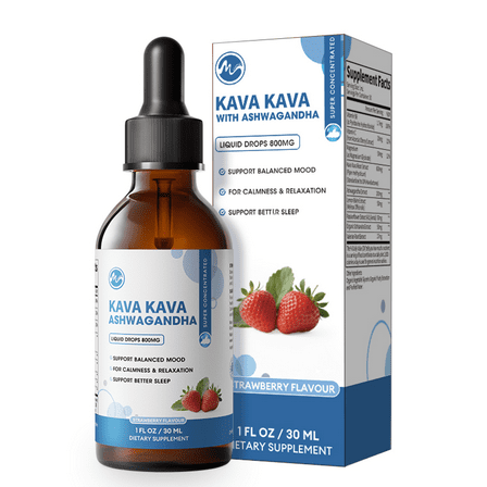 Kava Kava Root Extract Supplement - Kava w/ Ashwagandha, Lemon Balm, Valerian Root for Relaxation, Liver, Cognitive Support & Immune System