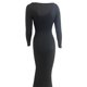 thumbnail image 3 of VISgogo Vestido Casual para Mujer Color Sólido Manga Larga Cuello Redondo Slim Fit Home Vestido Largo VISgogo moda, 3 of 7
