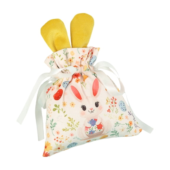 Bunny Easter Decoration Gift Bags Easter Party Favor Reusable Burlap Goodie Rabbit Drawstring Treat Bag for Some Bunny is One Easter Kids Baby Shower Garden Tea Party Supplies