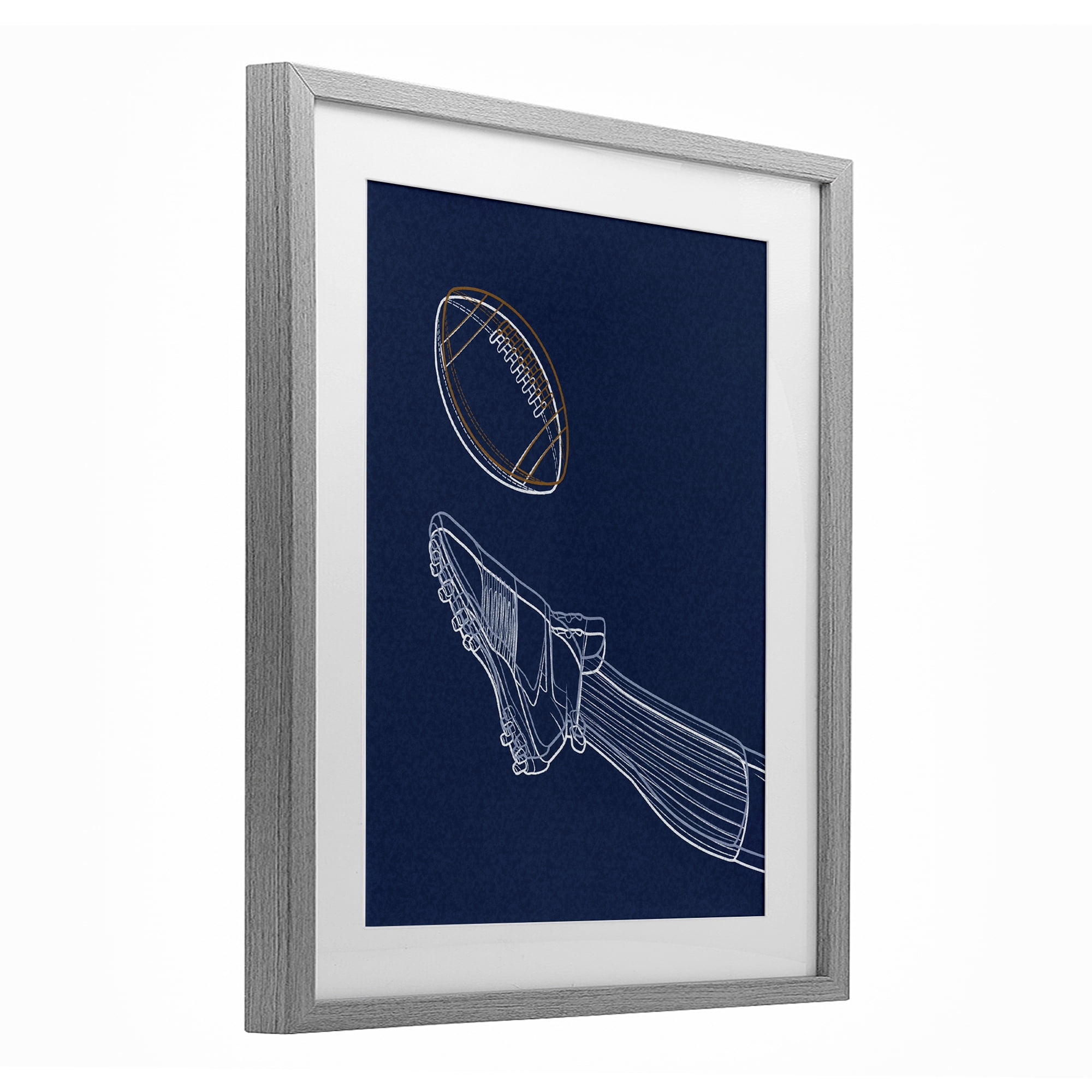 Stupell Industries Football Lines Contour Gray Framed Print Under Glass, design by Marcus Prime