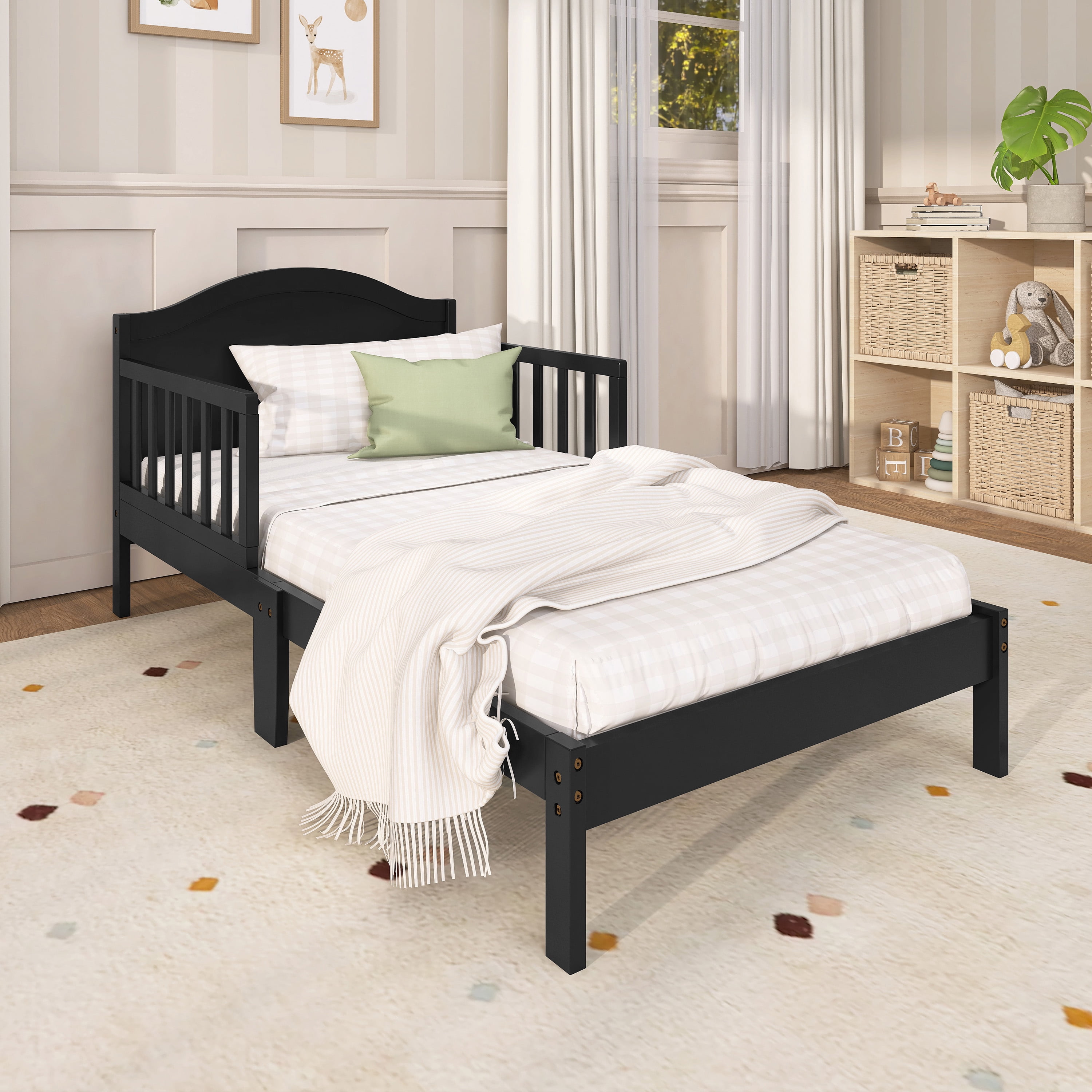 Dream On Me Sydney Toddler Bed with Black Finish and Safety Guard Rails