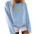 thumbnail image 1 of Gibobby Sudadera mujer Sudadera de forro polar de gran tamaño con cuello redondo y manga larga con hombros caídos(Azul claro,G), 1 of 4