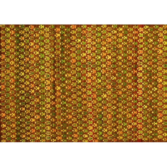 Ahgly Company Indoor Rectangle Abstract Yellow Contemporary Area Rugs, 5' x 7'