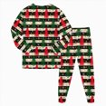 thumbnail image 6 of NOLDARES Little Boys Girls' Christmas Pajamas Sets Toddler Pjs Kids Print Sleepwear Fall Winter 2 Piece Long Sleeve Top Pjs Set(D008-Red), 6 of 9