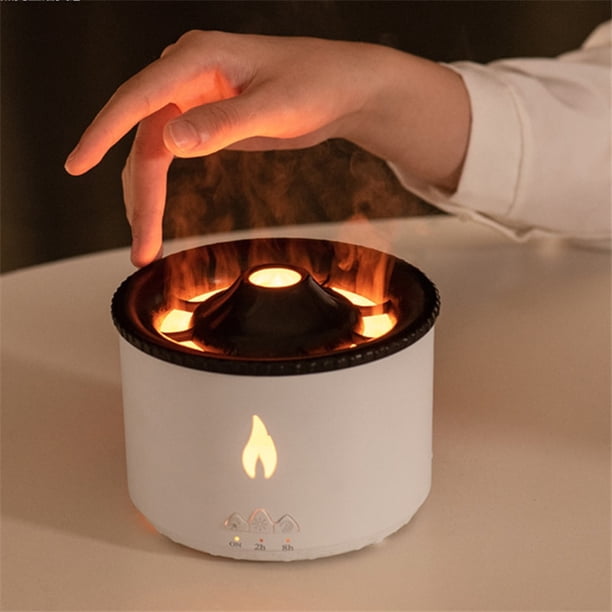 Creative Volcanic Flame Aroma Diffuser Essential Oil 360ml Air Humidifier With Smoke Ring Night Light Essential Oil FragranceUK PlugChina He Qiyong unisex