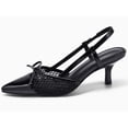 thumbnail image 2 of Women  Bow Tie Slingback Pumps Pointed Toe Kitten Low Heel Patchwork Dress Heeled Sandals, 2 of 2