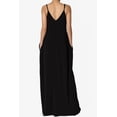 thumbnail image 2 of TheMogan Women's Casual V-Neck Draped Jersey Cami Long Maxi Dress W Pocket Summer Beach Black S, 2 of 6
