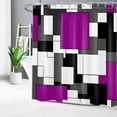 thumbnail image 2 of Modern Purple Shower Curtain for Bathroom, Grey Black and White Abstract Mid Century Minimalist Geometric Shower Curtains 72X84 inch Polyester Fabric Bathroom Decoration Bath Curtains Hooks Included, 2 of 6