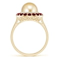 thumbnail image 2 of Angara Golden South Sea Cultured Pearl & Ruby Double Halo Ring in 14K Yellow Gold for Women | June Birthstone Jewelry for Her, 2 of 8