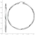 thumbnail image 4 of Sterling Silver Rhodium-Plated 3X65mmtwisted Hoop Earrings (67 X 65) Made In Mexico qe4592, 4 of 5