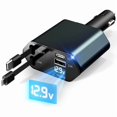 thumbnail image 1 of Chenchen Retractable Car Charger, 4 in 1 Fast Car Phone Charger with Dual Cords 2.6ft, 100W USB C Car Charger Adapter Car Truck Accessories for iPhone 16 15 14 13 12 11, Galaxy, Pixel, Samsung, 1 of 1