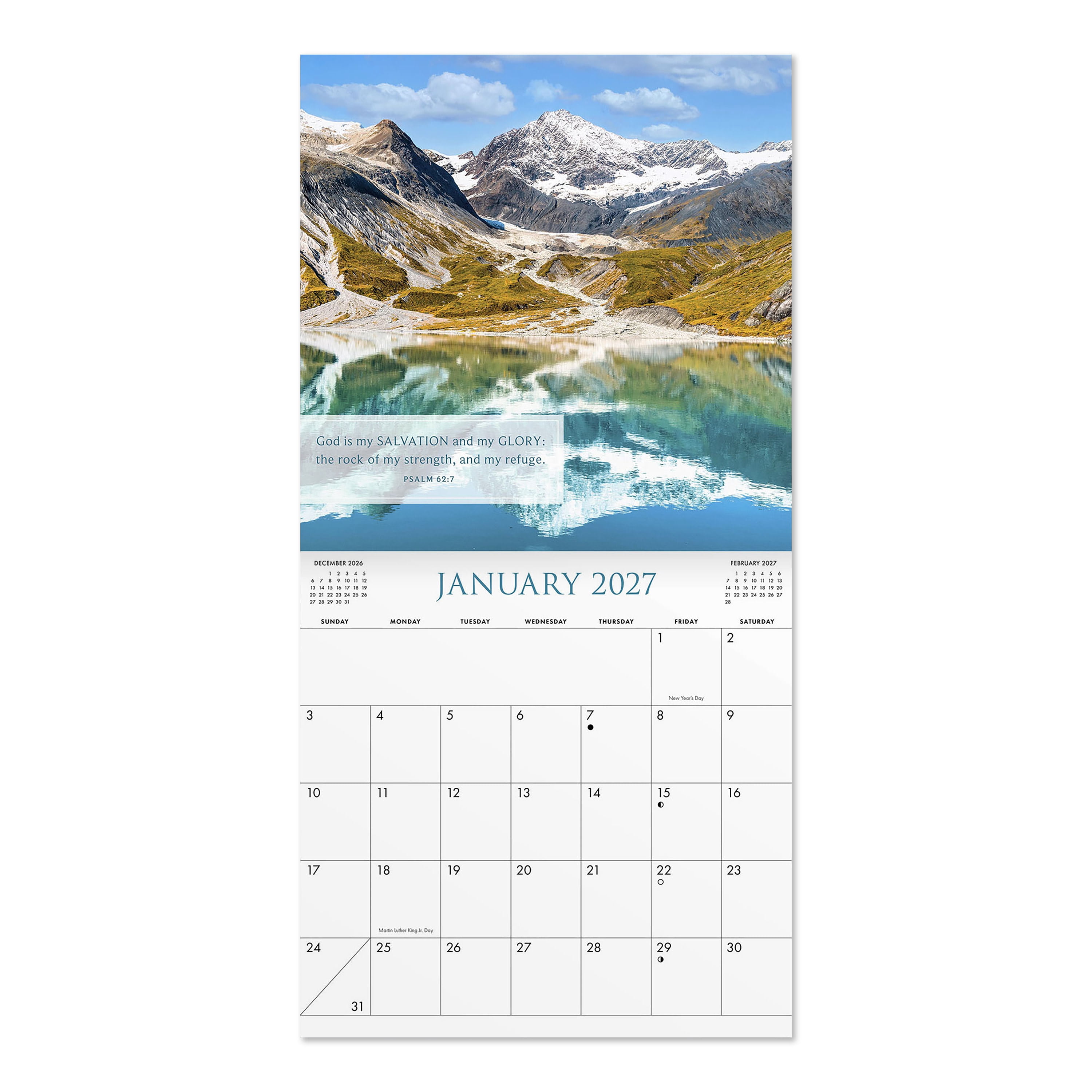 2027 Bible Verses KJV Hanging Wall Calendar 12x12 January-December Gridded