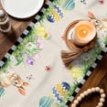 thumbnail image 3 of Black Plaid Easter Table Runner - 108 Inch Long Truck Spring Floral Bunny Animals Rustic Cotton and Linen Blended Dress Scarves Farmhouse Table Runner for Kitchen Dining, Coffee Table, 13" x 108", 3 of 8