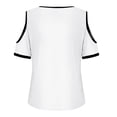 thumbnail image 4 of Blusa informal para mujer, cuello redondo, Color sólido, con hombros descubiertos, camisa suelta, Tops para mujer Pompotops hfajkhk138368, 4 of 4