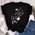 thumbnail image 3 of Camiseta con estampado de pétalos de mariposa para mujer, blusa de manga corta y cuello redondo, camisetas gráficas bonitas, Tops femeninos Clothin, nueva moda, 3 of 5