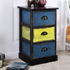 Costway Stylish Wood Bedside Table Nightstand Cabinet Furniture 3 Storage Drawer