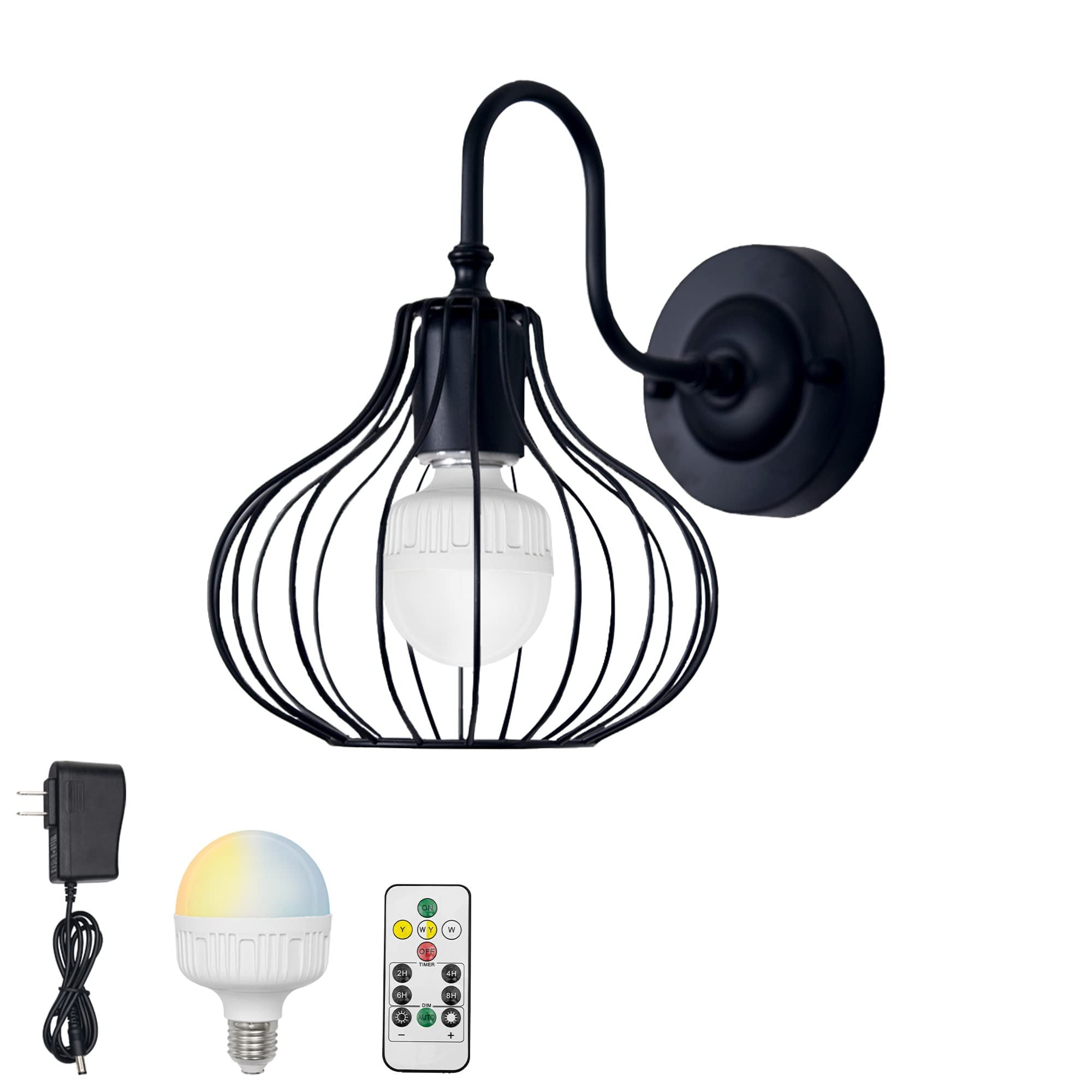 FSLiving Battery Opertaed Wall Sconce Wireless Remote Control Lamp