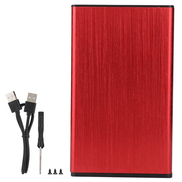 Boîtier de Disque Dur Externe Mobile pour Notebook USB2.0 2.5 Pouces en Alliage d'Aluminium Brossé Compatible avec 2 To HDD SSDRed