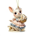 thumbnail image 2 of Wooowa Easter Bunny And Egg Hanging Ornaments With 2D Flat Designs, for Gifts Home Garden And Wall Decoration, 2 of 6