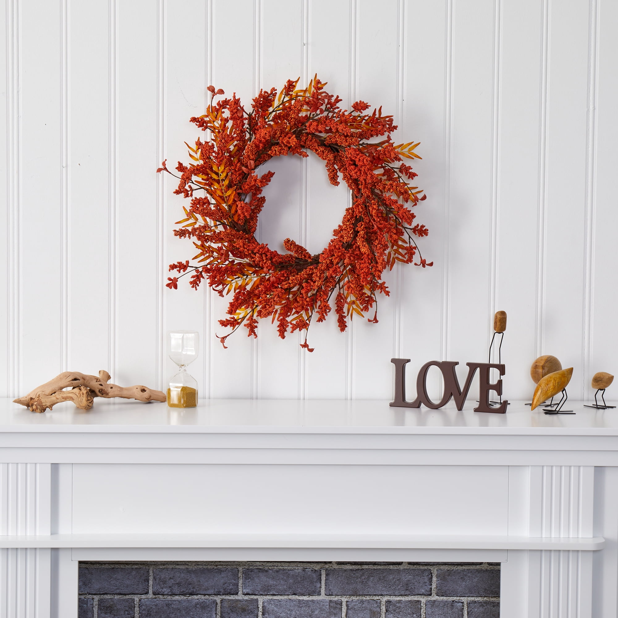 Nearly Natural Plastic Wreath, 18.00" (Assorted Colors)