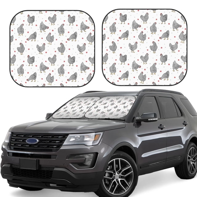 Saiise Funny Chicken for Foldable Car Sun Shades (2-Pack) Offer Sun Protection with an Easy-fold Design for Convenient Windshield Shading-Large
