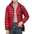 thumbnail image 1 of Cindysus Women Puffer Jacket Full Zip Coat Pocket Outwear Packable Party Hooded Down Jackets Wine Red 3XL, 1 of 2