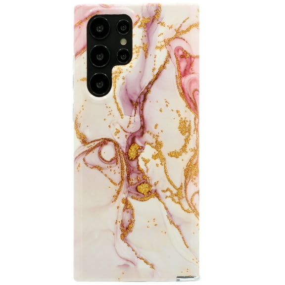 KIQ Marble TPU Series For Samsung Galaxy S22 Ultra Case Soft Shockproof Marble Glittery Protective S22 Ultra Case For Samsung Galaxy S22 Ultra 2022 (Marble Dusty Pink)