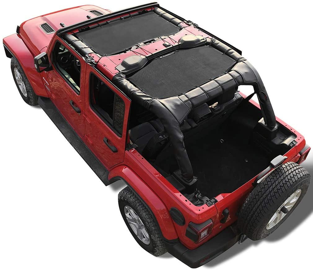 Shadeidea Sun Shade for Jeep Wrangler TJ 1997-2006 Sunshade Top Front+Rear-Cherry Red Mesh Screen Cover UV Blocker with Grab Bag Storage Pouch-10 Years Warranty 