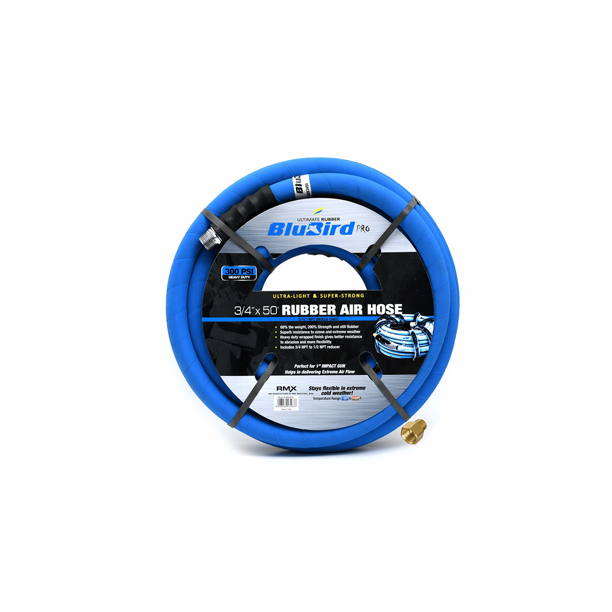Blubird BB3450 Rubber, 3/4in x 50ft Air Hose 3/4 in Air Inlet Size MNPT