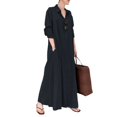 thumbnail image 3 of Women Linen Cotton Button Up Casual Loose Kaftan Maxi Shirt Dress Long Dress, 3 of 8