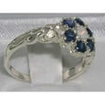 thumbnail image 4 of LBG 10k White Gold Natural Opal & Sapphire Womens Vintage Daisy Ring - Size 9.75, 4 of 5