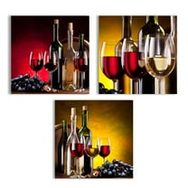 wall26 Canvas Wall Art Abstract Vintage Wine Cup Pictures Home Wall Decorations for Kitchen Streched and Framed - 12"x12"x3 Panels