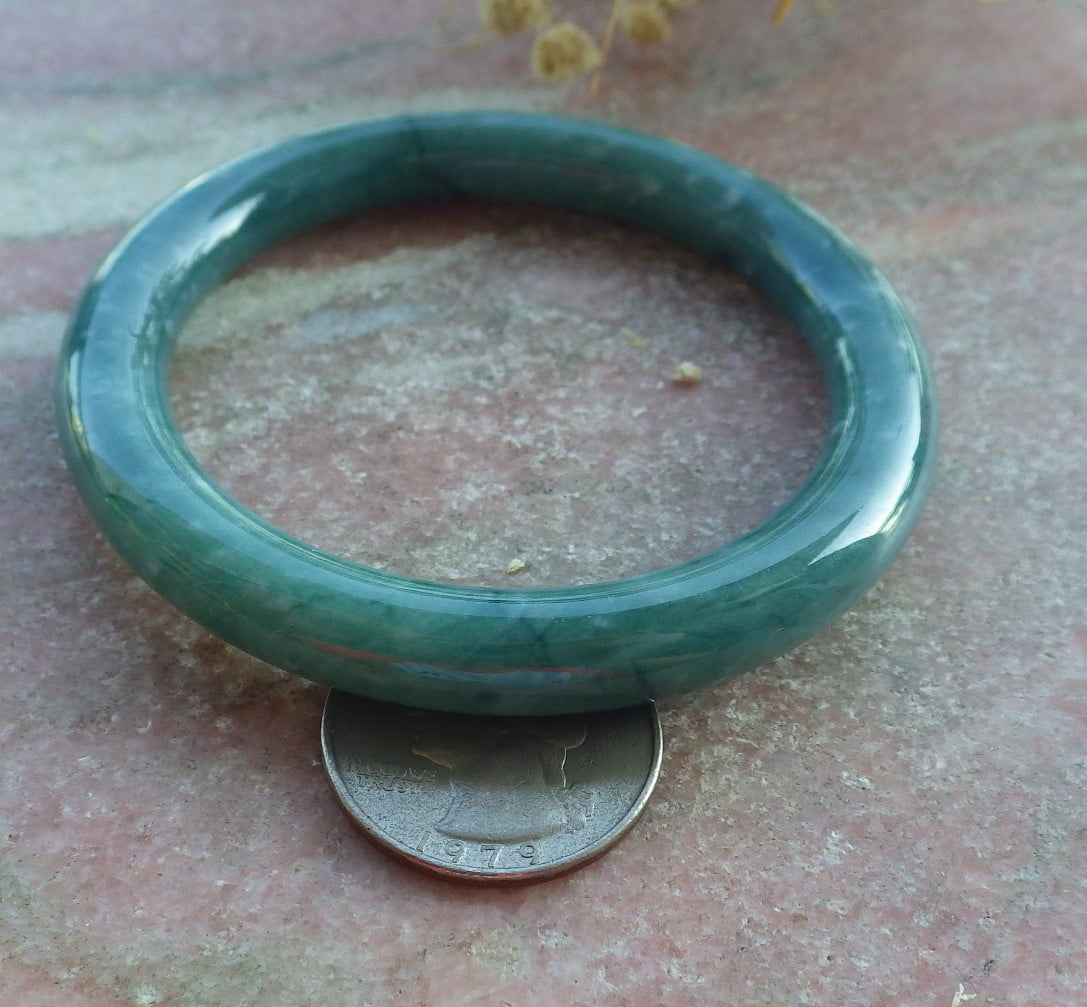 Icy Green Natural A JADE Jadeite Circle Bangle Bracelet 55 mm 681423 TN