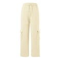 thumbnail image 4 of WILLBEST Pantalones Casuales para Mujer, de Cintura Alta, Lisos, con Cordones, para el Trabajo, con Bolsillo y Pierna Recta, para Uso Diario y Diario. Chica, 4 of 6