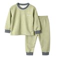 thumbnail image 2 of Xdegoge Kids Warm Thermal Underwear Sets Boys Girls Contrast Trim Long Sleeve Top and Pants Winter Base Layer Pajamas Two Piece Sleepwear Cozy Home Loungewear, 2 of 7