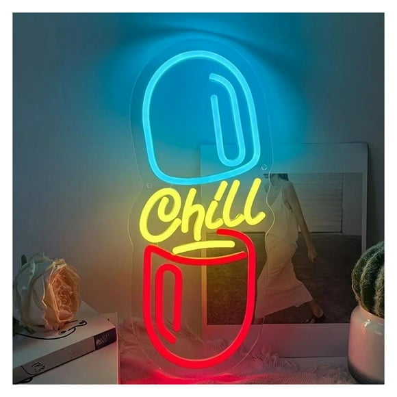 Décoration Murale Néon LED Vibrant Chill Charme Cowboy Preppy à la Mode pour Chambres de Filles Femmes, Dortoirs Accent Artistique 18cmx40cm