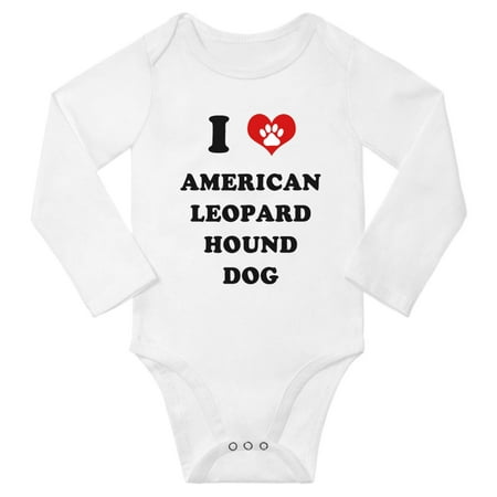 

I Heart American Leopard Hound Dog Baby Long Rompers Bodysuit (White 3-6 Months)