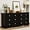 Brown, variant on YESHOMY Dresser for Bedroom with 6 Drawer, Wood Wide Chest Storage Organizer and TV Stand for Living Room, Hallway, Dormitory, Brown