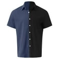 thumbnail image 4 of Huesdet Men's Short Sleeve Dress Shirts Stretch Stain Shield Casual Button Up Shirts Solid Formal Shirt(Dark Blue,L), 4 of 5