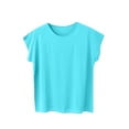 thumbnail image 1 of Pisexur T-Shirts Courts à Manches Courtes pour Femmes Été Manches Dolman Roulées Crop Tops Décontractés Col Rond Basiques, 1 of 4