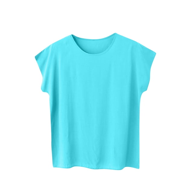 Pisexur T-Shirts Courts à Manches Courtes pour Femmes Été Manches Dolman Roulées Crop Tops Décontractés Col Rond Basiques